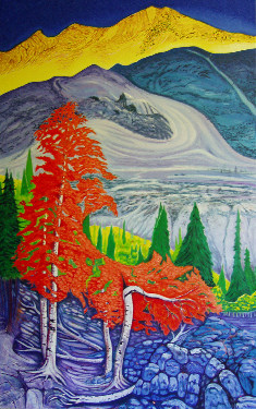 Mountainscape-Red,Yellow,Blue